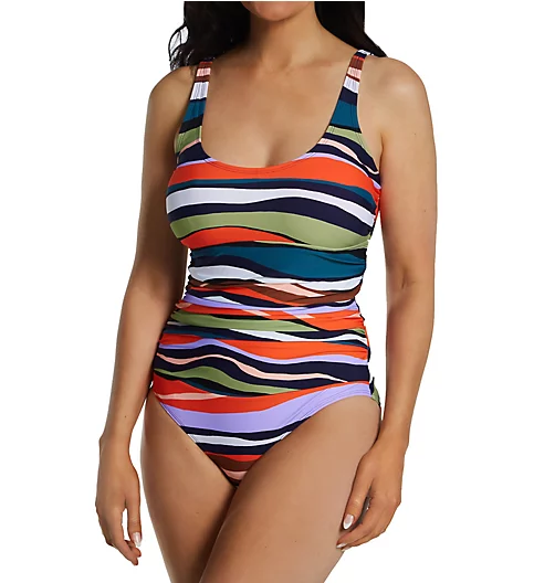 Anne Cole Sandy Waves Scoop Neck Bra Back One Piece Swimsuit MO05385