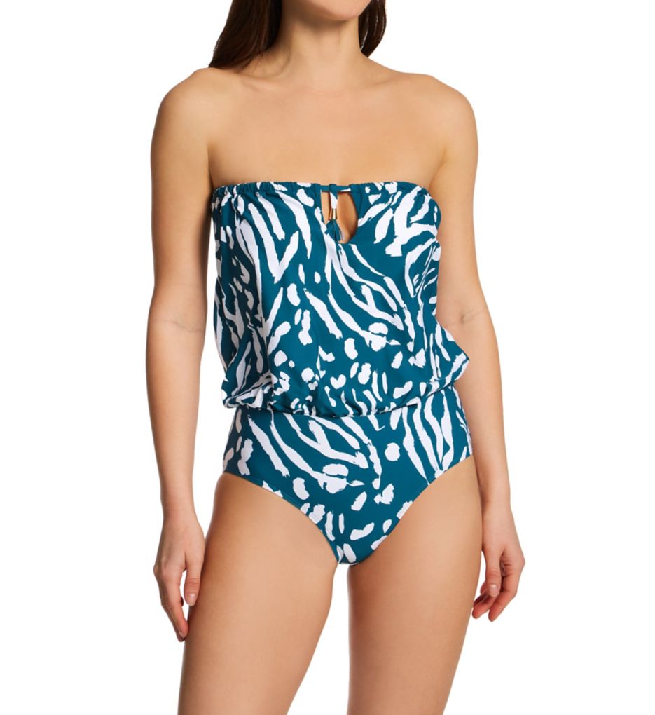 Jungle Fever Strapless Blouson Keyhole One Piece-acs