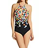 Anne Cole Flower Field Print Key Hole High Neck Swimsuit MO06469 - Image 1