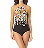 Anne Cole Flower Field Print Key Hole High Neck Swimsuit MO06469