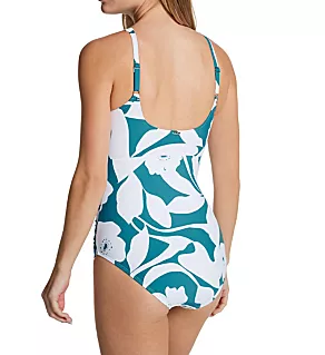 Mari Botanical Cut Out Twist One Piece Swimsuit