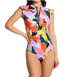 Petal Party Flutter Sleeve Zip One Piece Swimsuit multi 8