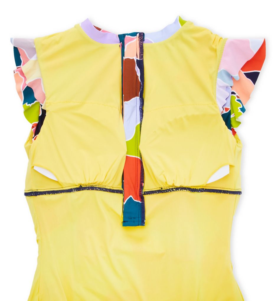 Petal Party Flutter Sleeve Zip One Piece Swimsuit