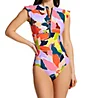 Anne Cole Petal Party Flutter Sleeve Zip One Piece Swimsuit MO07950