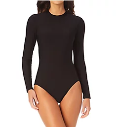 Think Outside The Sun Long Sleeve One-Pc Swimsuit Black 10