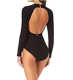 Think Outside The Sun Long Sleeve One-Pc Swimsuit Black 10