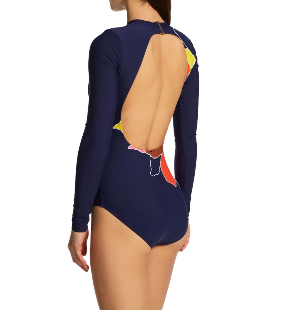 Petal Party Long Sleeve Open Back One Piece-bs