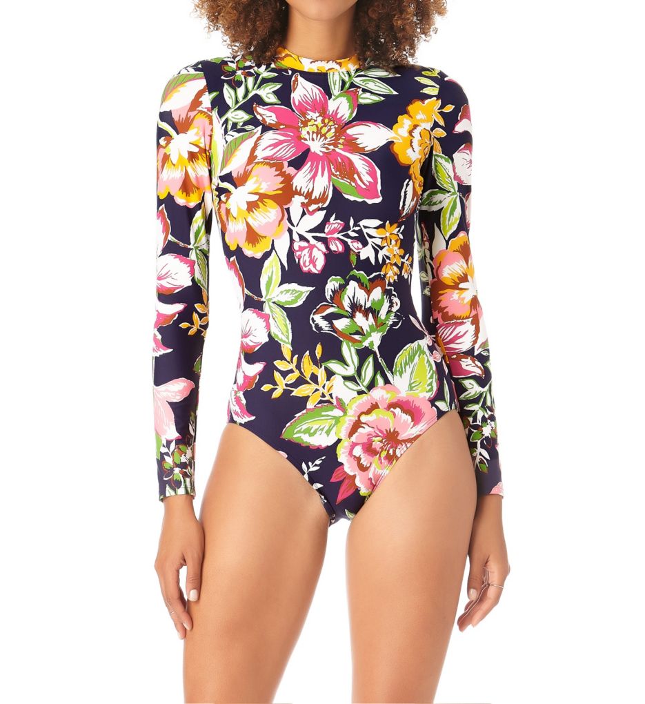 Tropical Bloom Long Sleeve One Piece Swimsuit-acs