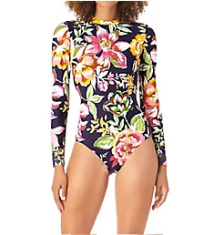 Tropical Bloom Long Sleeve One Piece Swimsuit