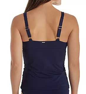 Live In Color Underwire Plunge Tankini Swim Top New Navy 34 B/C