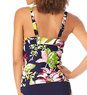 Tropical Bloom Twist Front Tankini Swim Top
