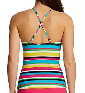 Lawn Chair Tab Front High Neck Tankini Swim Top