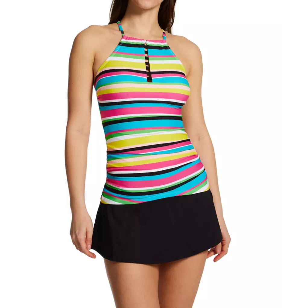 Anne Cole Lawn Chair Tab Front High Neck Tankini Swim Top MT29584 - Image 5