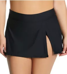 Plus Size Live In Color Side Slit Swim Skirt Black 20W