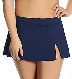 Plus Size Live In Color Side Slit Swim Skirt New Navy 20W