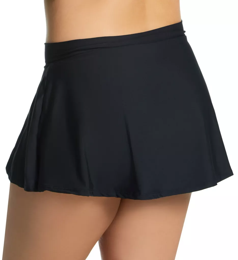 Plus Size Live In Color Side Slit Swim Skirt Black 20W