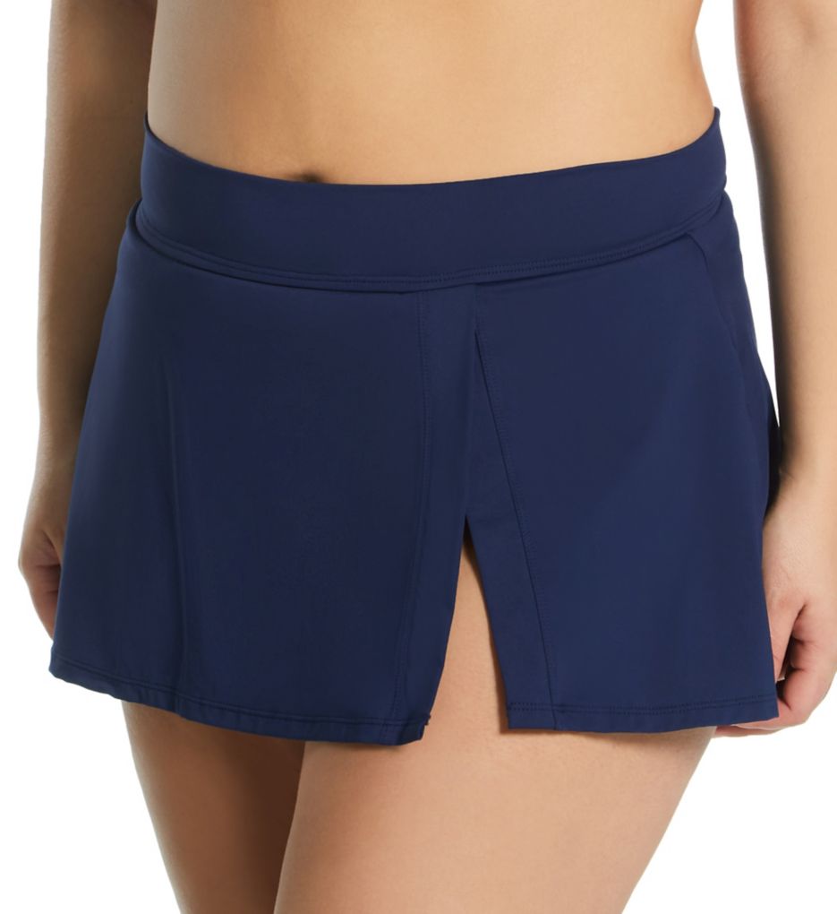Plus Size Live In Color Side Slit Swim Skirt-fs