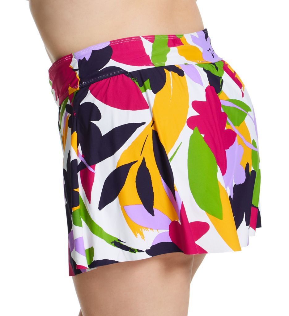 Plus Size Lush Garden Tulip Drape Swim Skirt-bs