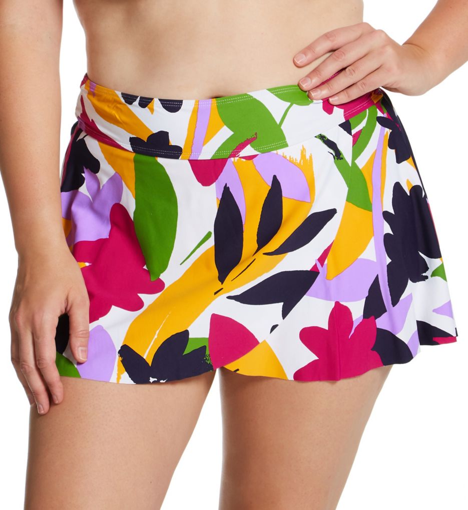 Plus Size Lush Garden Tulip Drape Swim Skirt-fs