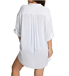 Plus Size Live In Color Boyfriend Shirt Cover Up White 14-16