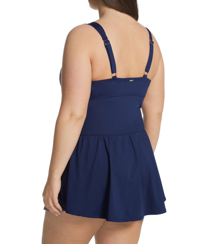 Plus Size Live In Color Shirred Twist Swim Dress-bs