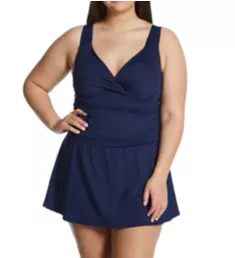 Plus Size Live In Color Shirred Twist Swim Dress