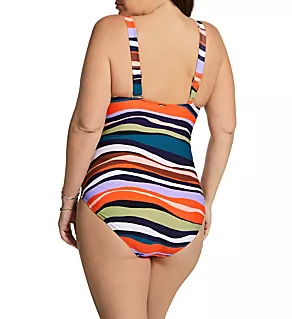 Plus Sandy Waves Asymmetric One Piece Swimsuit