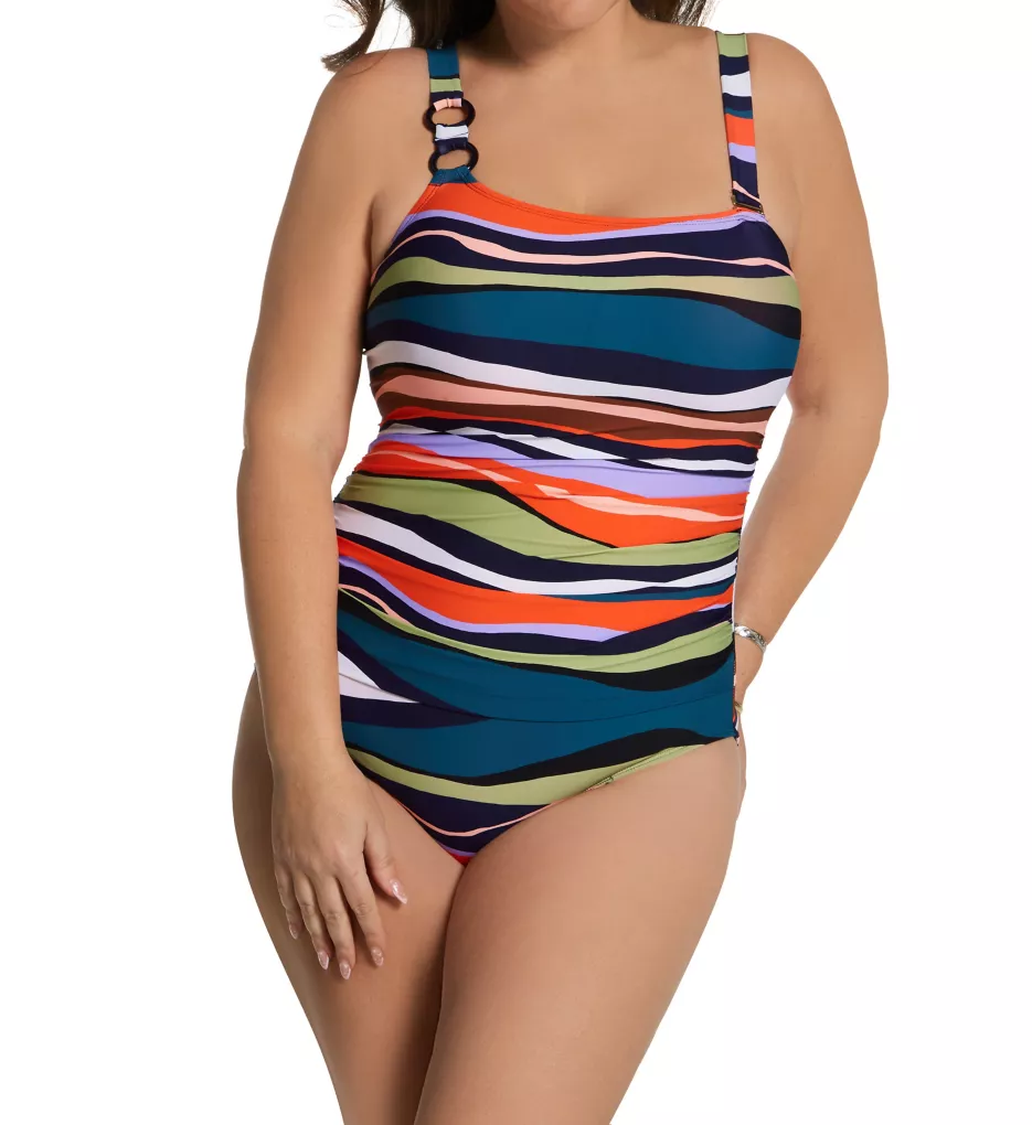 Anne Cole Plus Sandy Waves Asymmetric One Piece Swimsuit PO02785 - Image 1