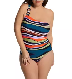 Plus Sandy Waves Asymmetric One Piece Swimsuit