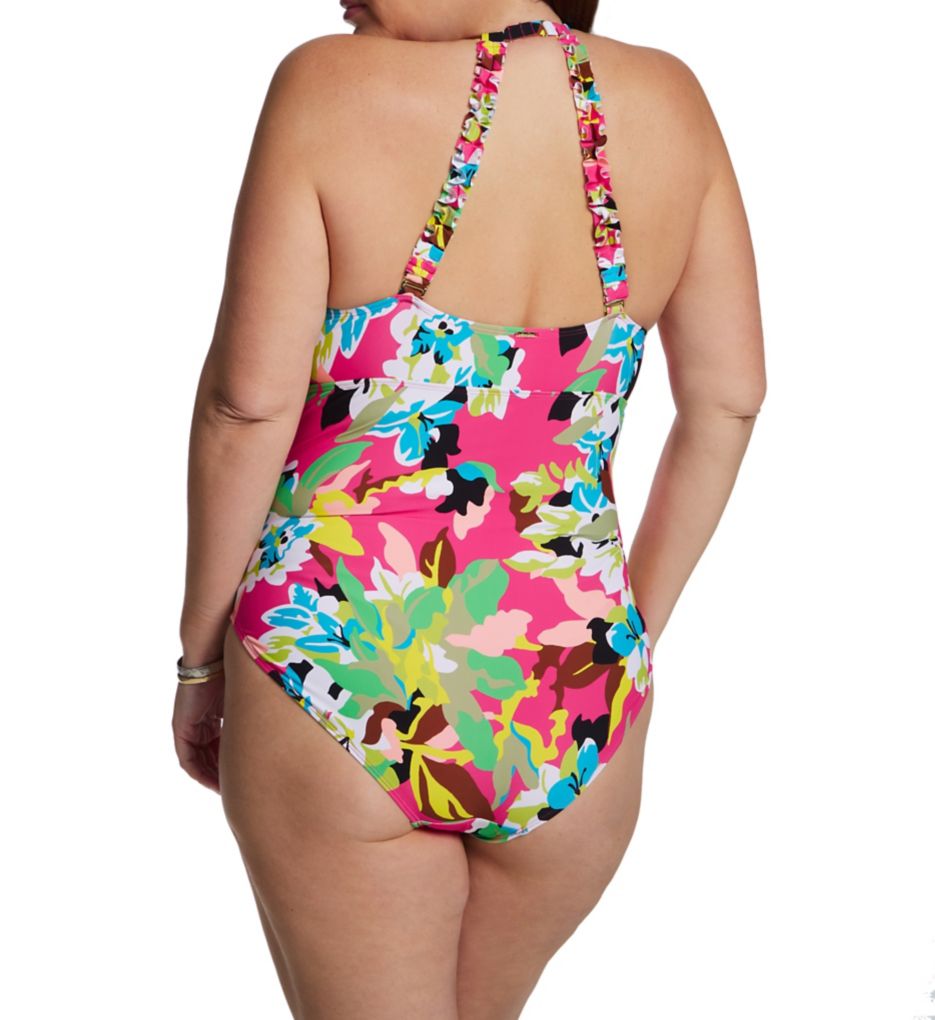 Plus Size Cabana Party High Neck One Piece-bs