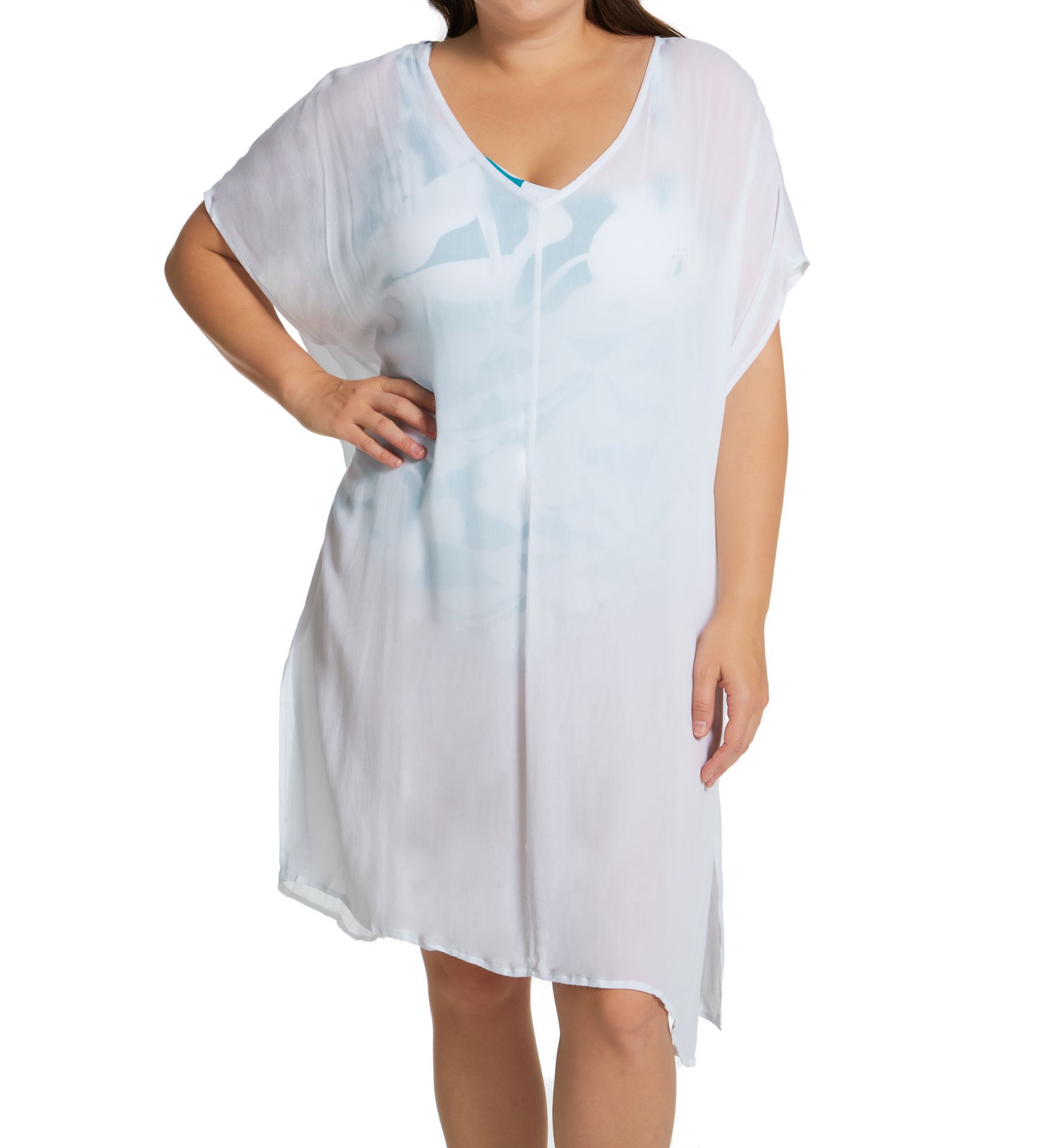 Anne Cole Plus Size Mari Botanical One Shoulder Swimsuit PO06666 - Image 3