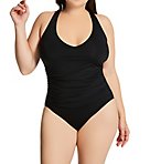 Plus Size Live In Color Shirred V-Neck Swimsuit