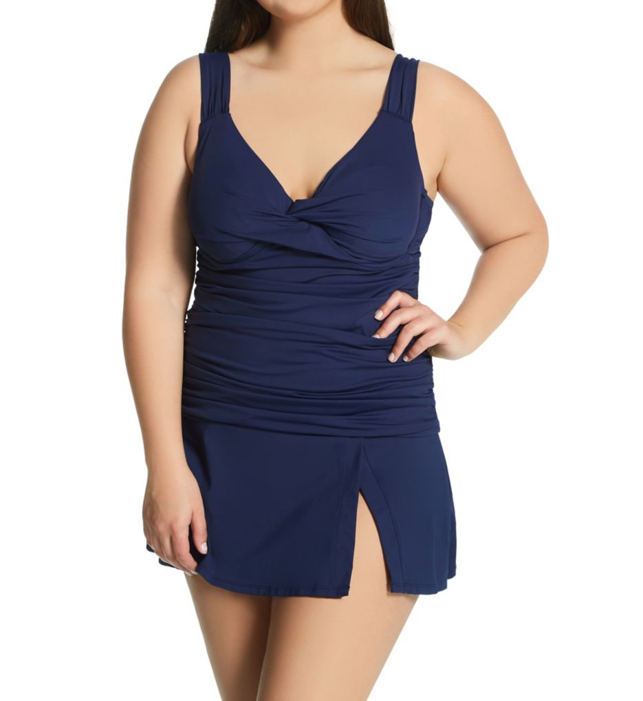 Plus Size Live In Color Twist OTS Tankini Swim Top-cs2