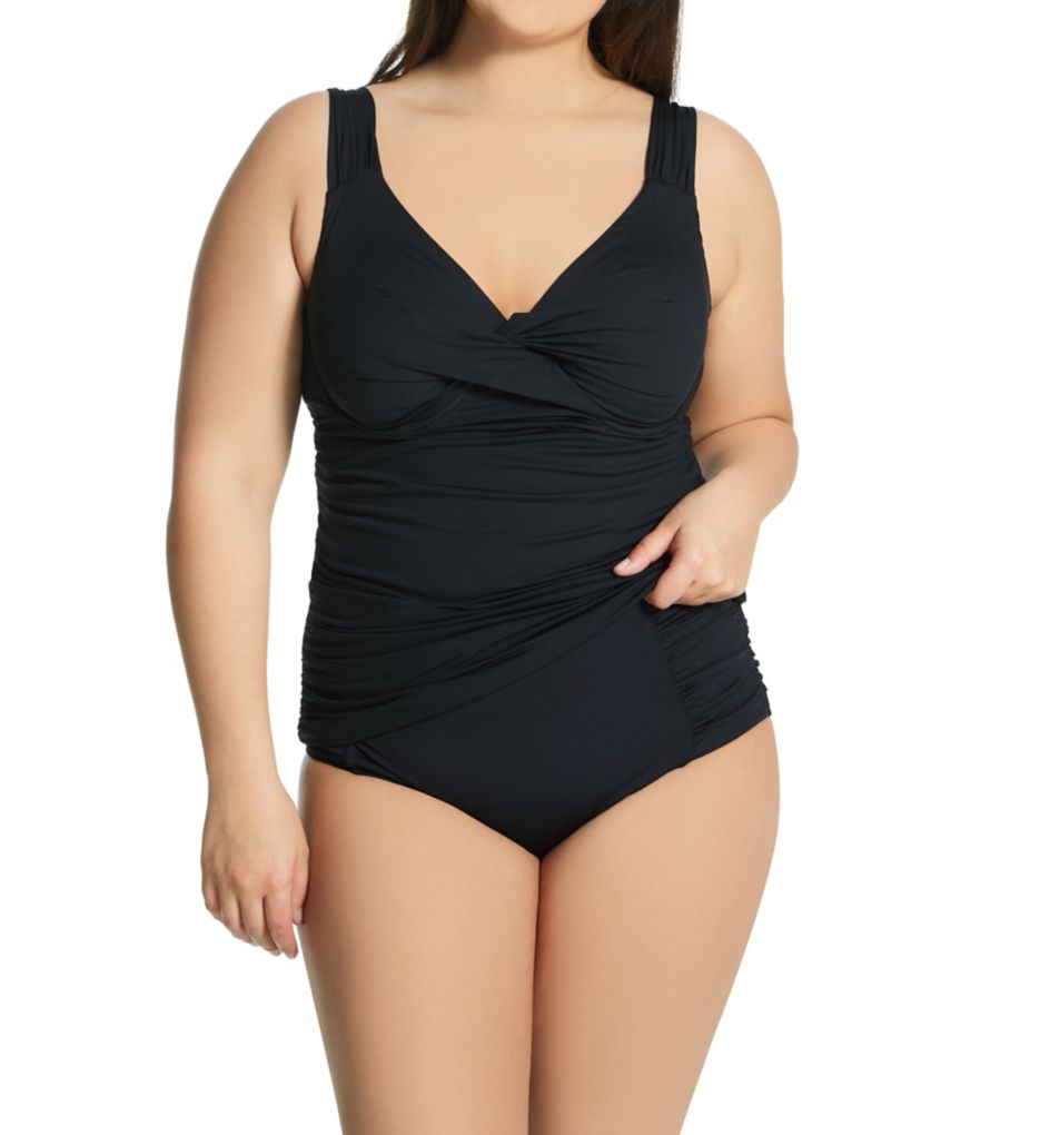 Plus Size Live In Color Twist OTS Tankini Swim Top-cs3