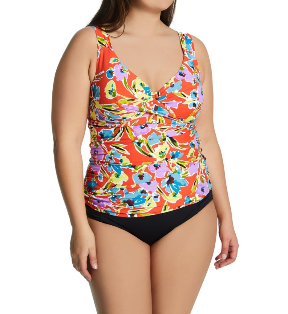 Plus Size Splash Garden Twist Tankini Swim Top-cs1