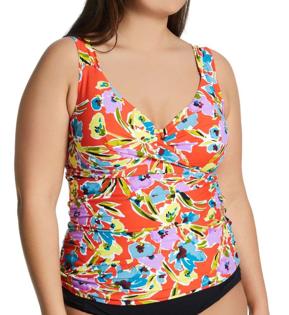 Plus Size Splash Garden Twist Tankini Swim Top-gs