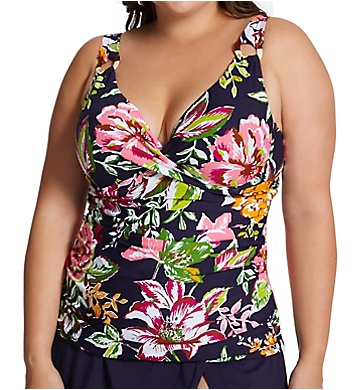 Anne Cole Plus Size Tropical Bloom Twist Tankini Swim Top