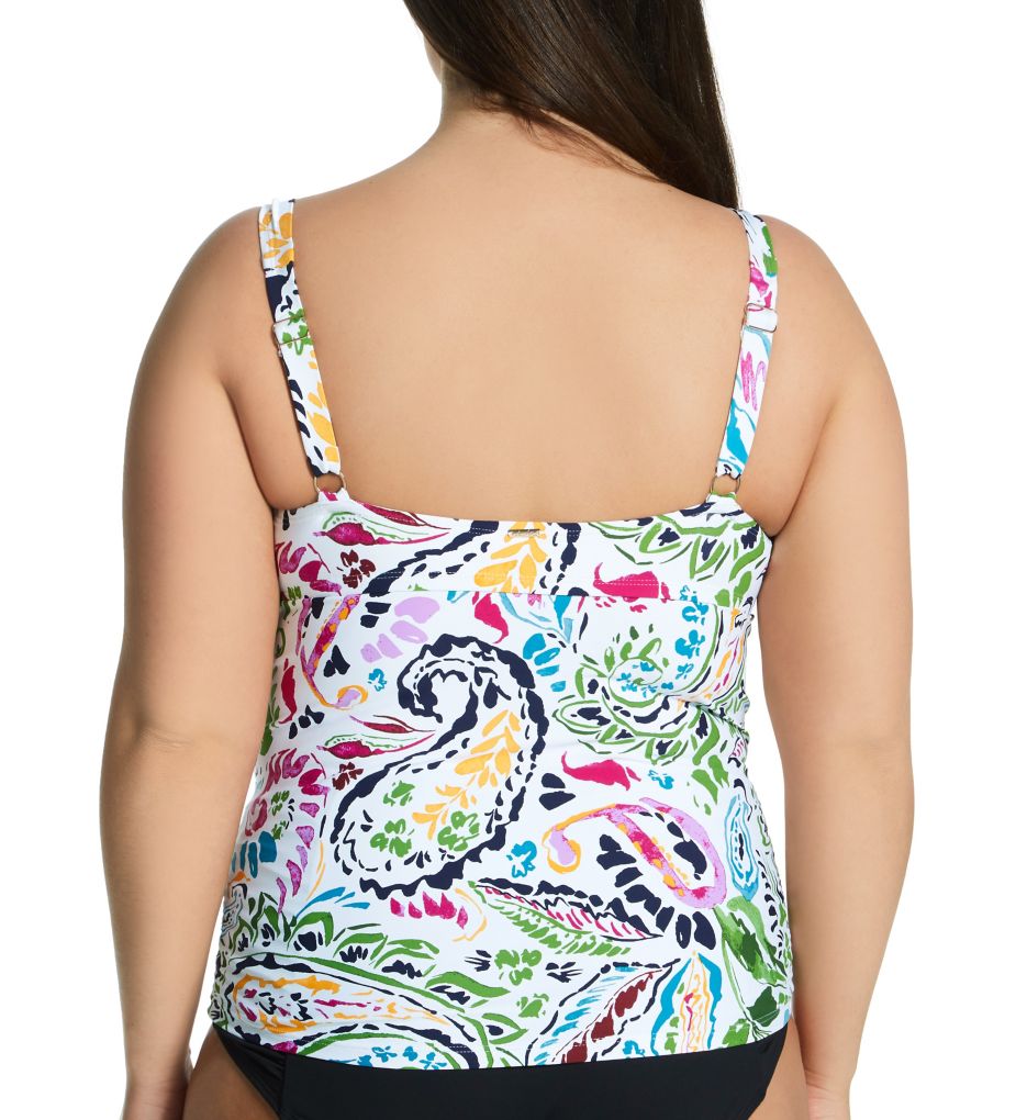 Plus Size Petal Paisley Twist Tankini Swim Top