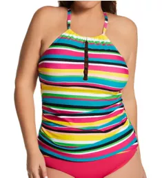 Plus Size Lawn Chair High Neck Tankini Swim Top Multi 16W