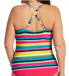 Plus Size Lawn Chair High Neck Tankini Swim Top Multi 16W