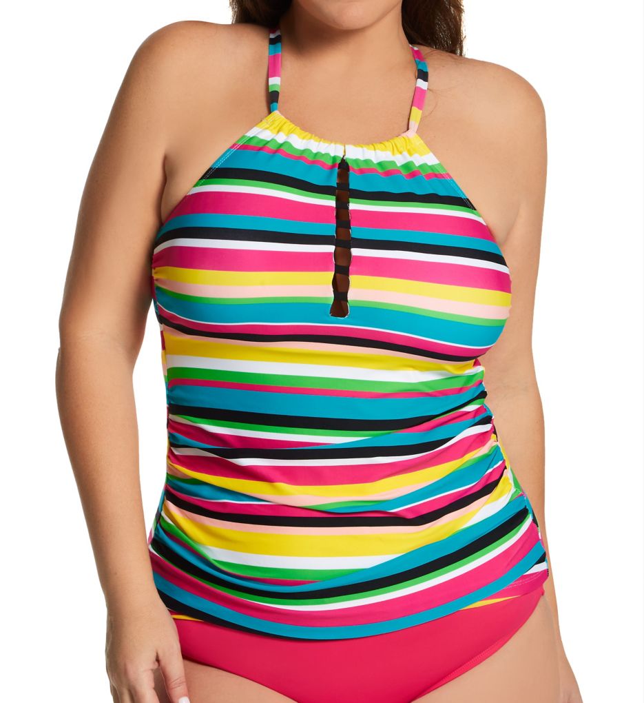 Plus Size Lawn Chair High Neck Tankini Swim Top