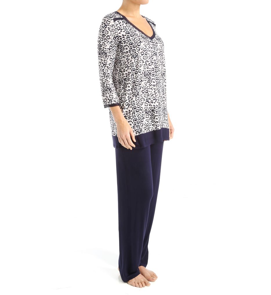 Taupe Fiction 3/4 Sleeve Tunic PJ Set-acs