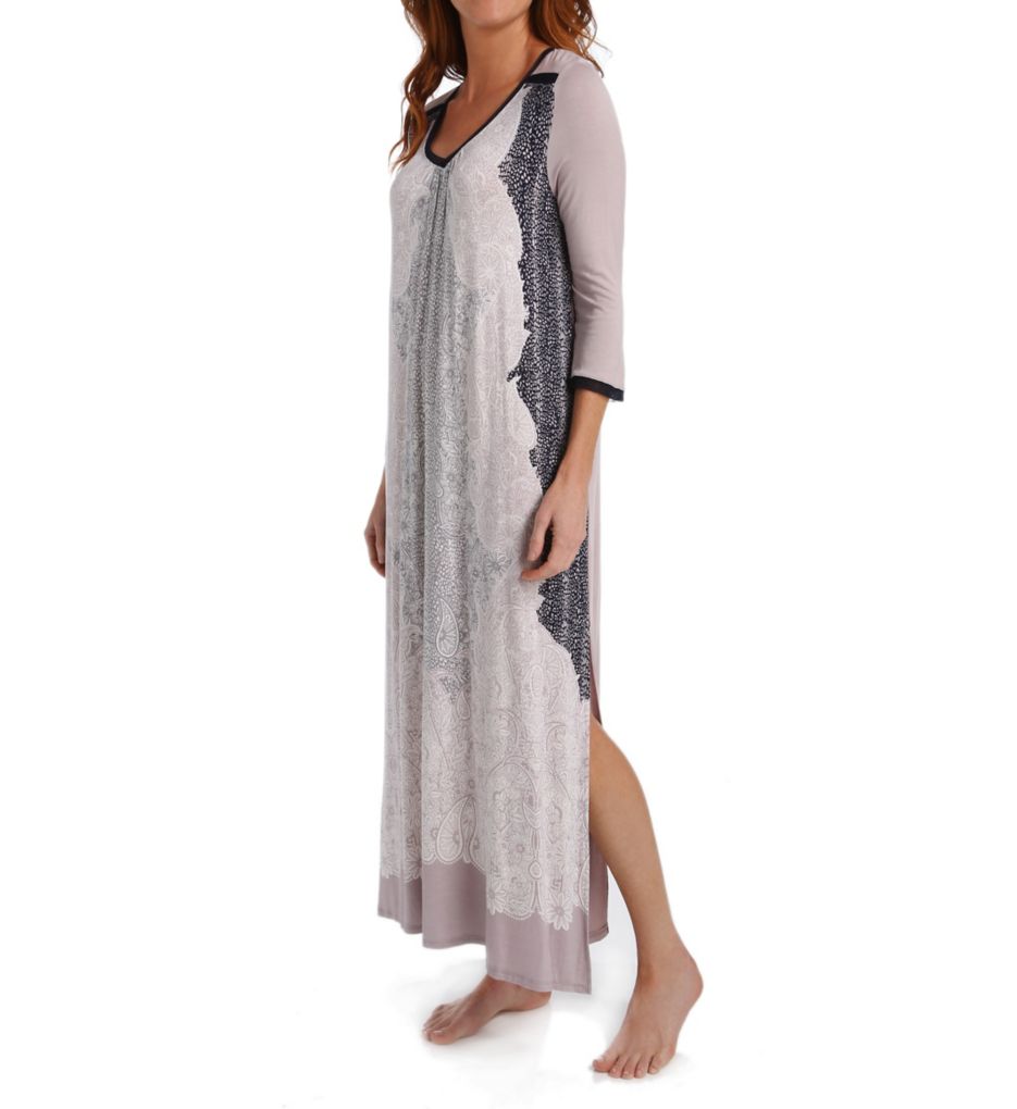 Taupe Fiction 3/4 Sleeve Long Caftan-acs