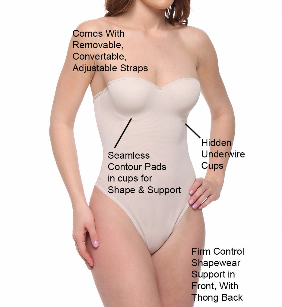 Convertible Strapless Shaping Thong Bodysuit-cs6