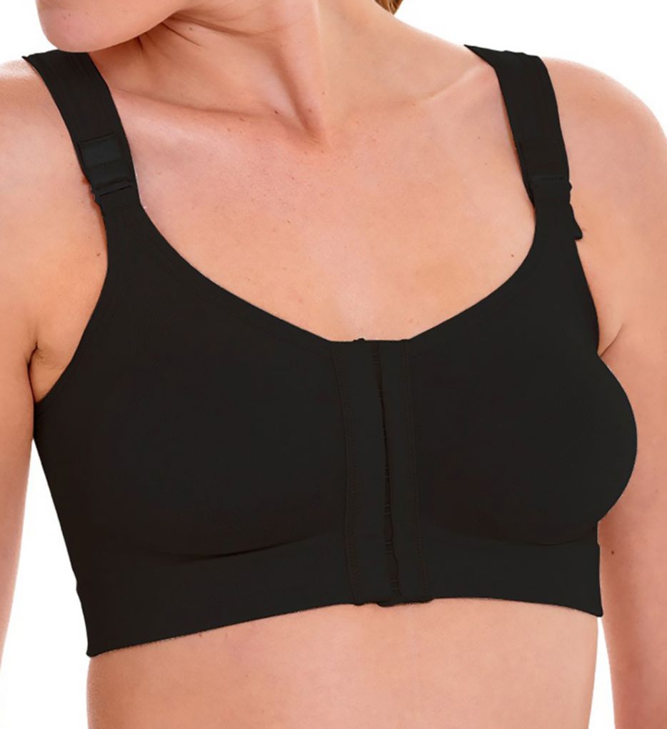 Post Surgery Seamless Front Close Bra Black S by Annette