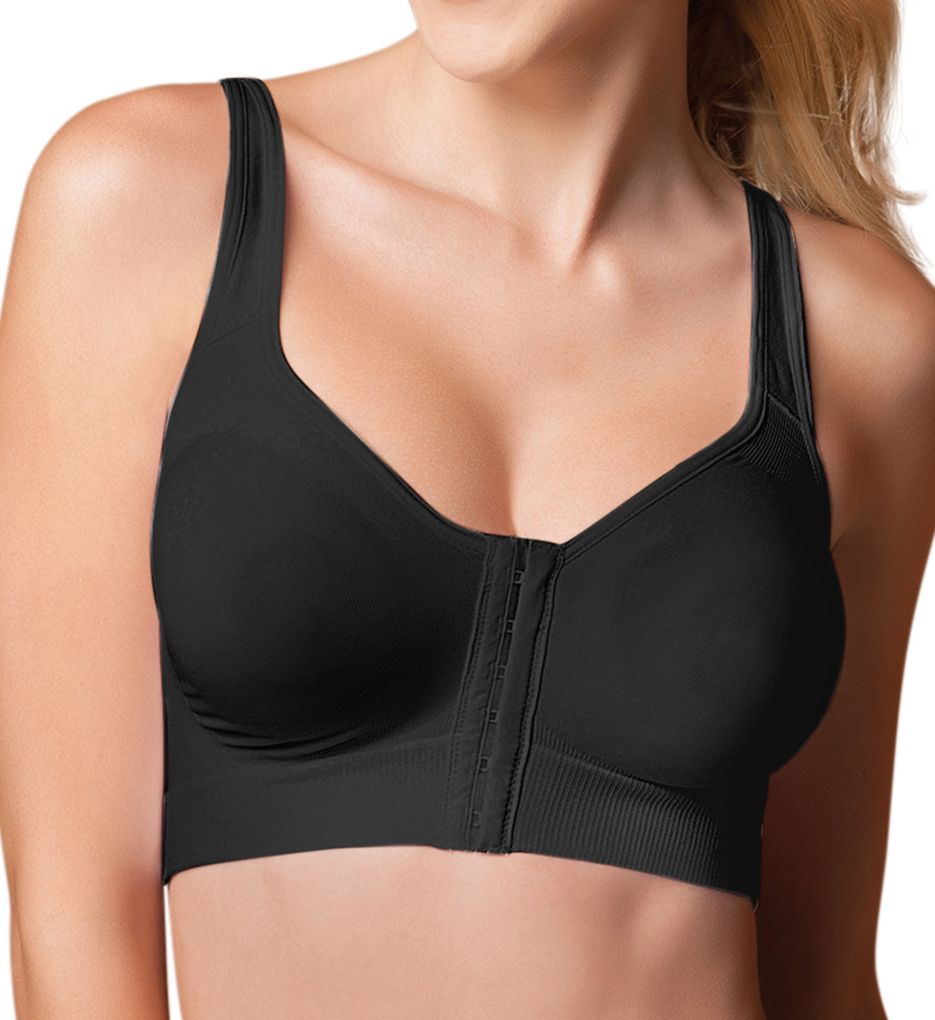 Annette (2188178) -- Annette WL07BR Post Surgery Front Close Racerback Leisure Bra (Black M/L)