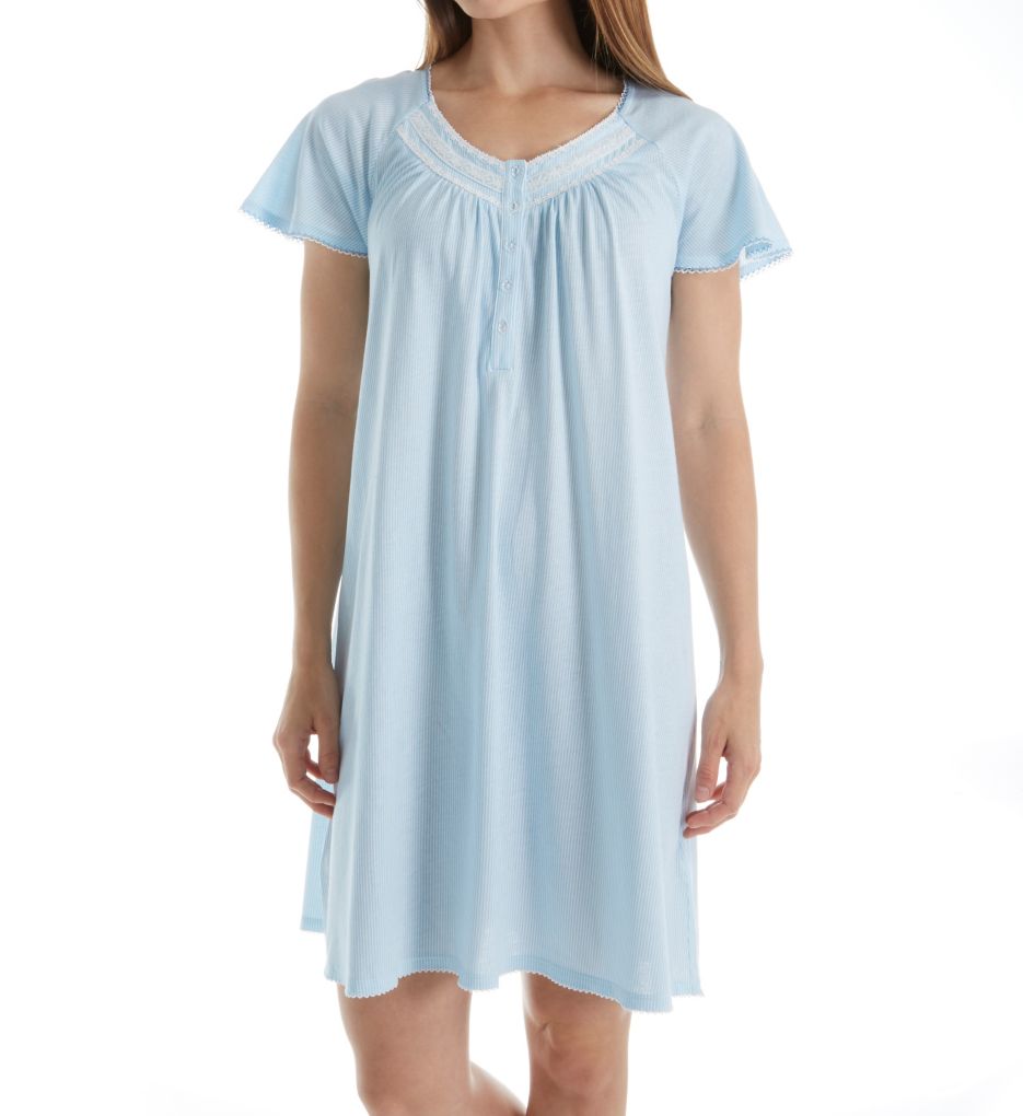 Cotton Jersey Short Sleeve Short Nightgown-fs