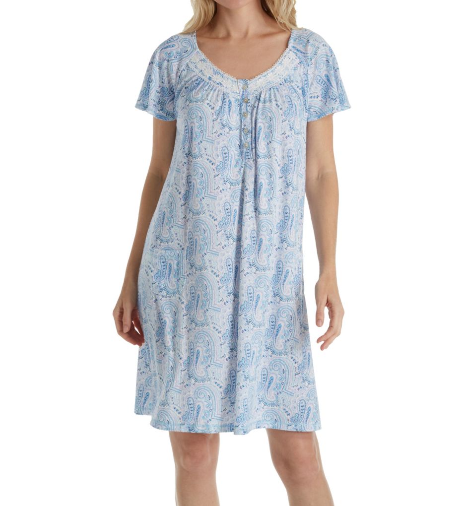 Blue Charm Short Sleeve Short Nightgown-acs