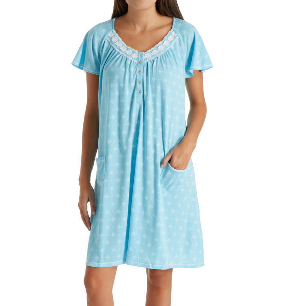 Blue Charm Short Sleeve Short Nightgown-fs