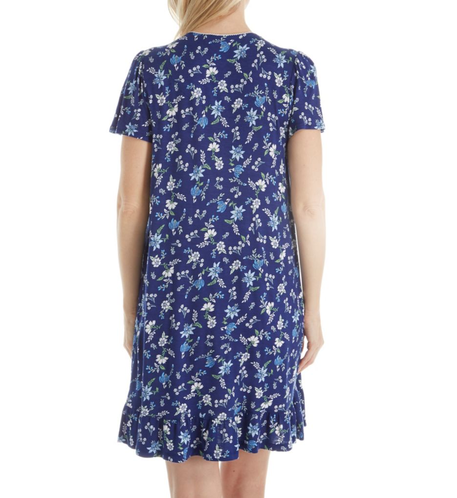 Blue Print Short Sleeve Short Nightgown-bs